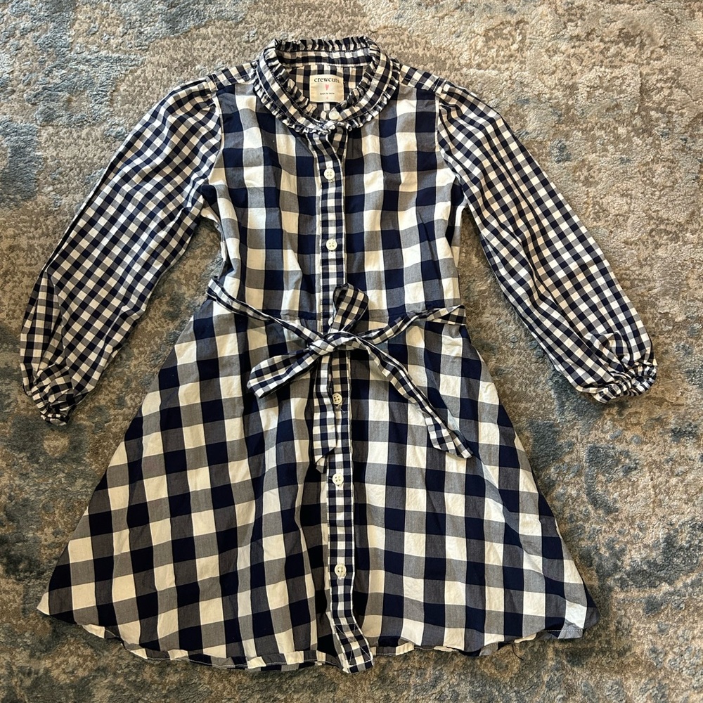J Crew Crewcuts Navy/White Gingham Dress